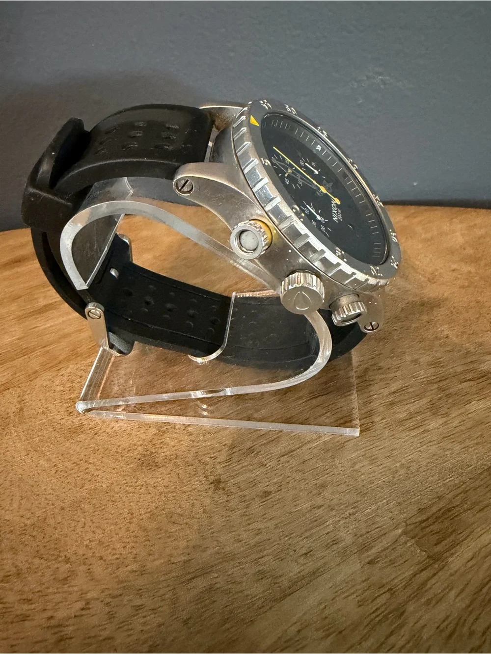 Nixon Keep It Fresh 48-20 Black Dial Chronograph with Yellow Accents 200m